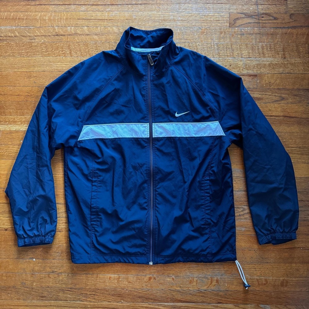 Nike Men's Navy Blue Track Jacket Athletic Zip Up Lightweight Windbreaker XL